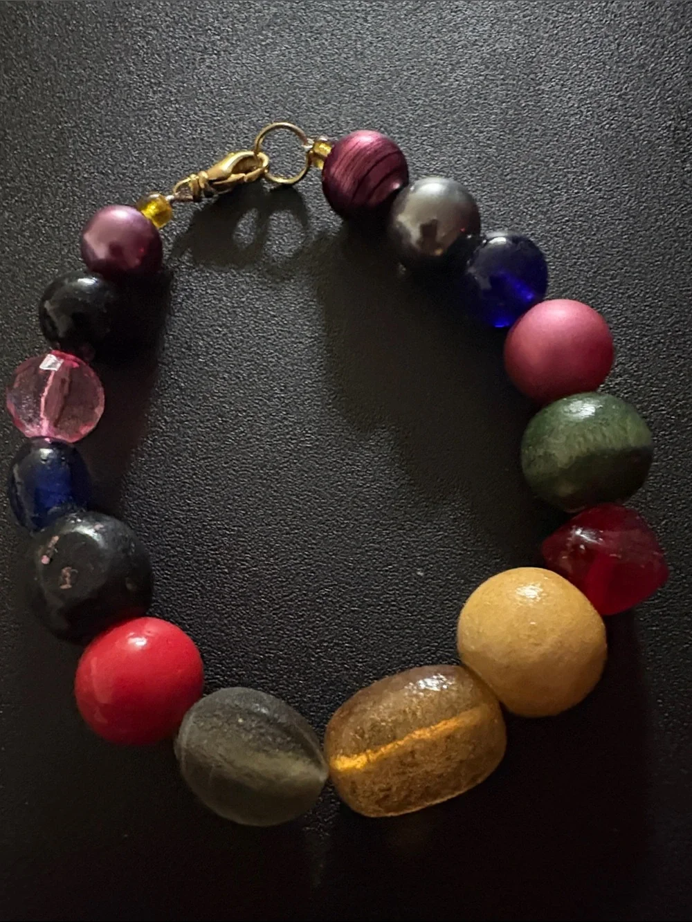 Multicolor Beaded Statement Bracelet - Bold Color Mix